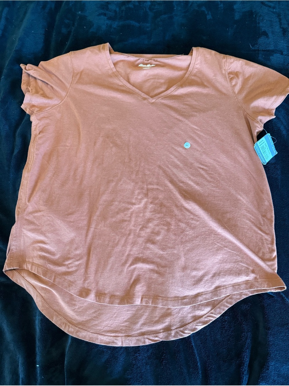 Eddie Bauer NWT V-Neck Tee with Curved Hem in Terracotta